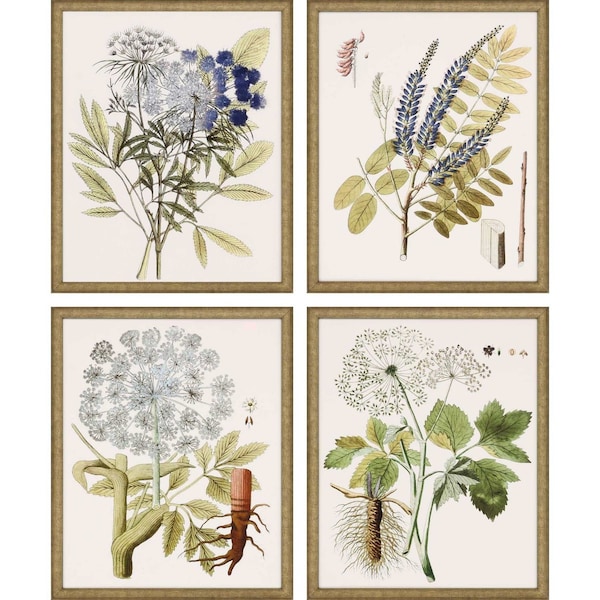 Homeroots Set Of Four Lacy Leaves Gold Framed Print Wall Art, 4PK 416475 - main