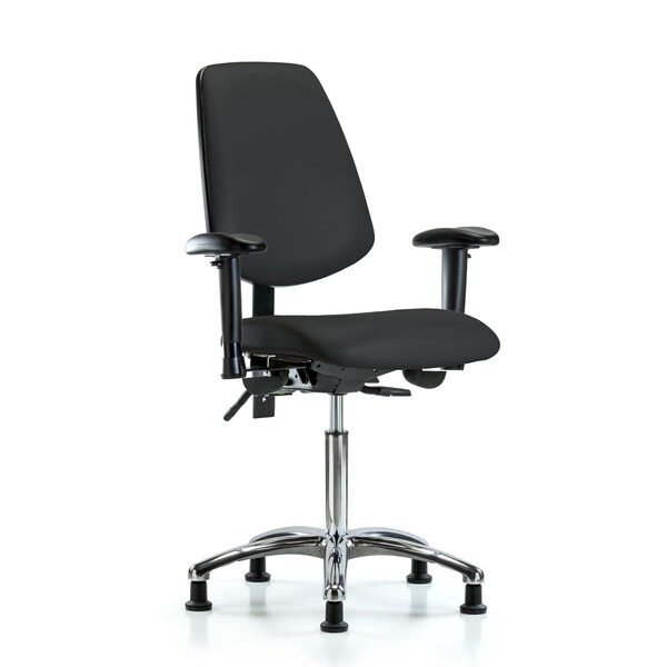 Blue Ridge Ergonomics Bench Chair, Vinyl, Med, Bk, Glds, Blk, 6-Way Adjustable, 22" to 29" Height, Black BR-VMBCH-MB-CR-T1-A1-NF-RG-8540 - main