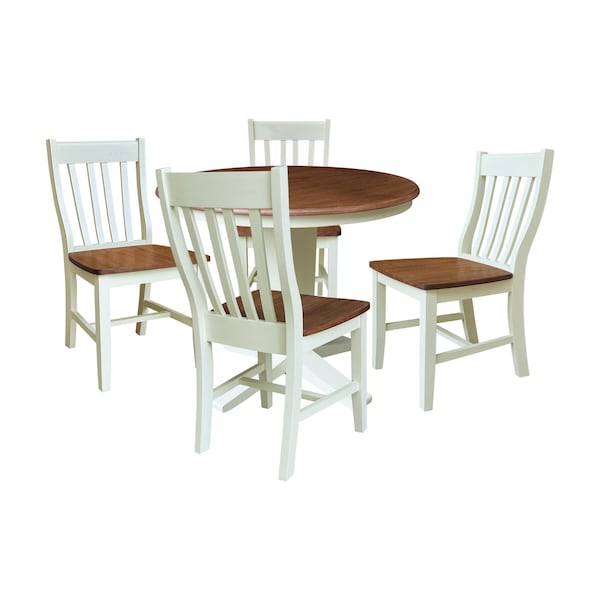 Whitewood Industries Rectangular Extension Dining Table W/ 4 Chairs, 36 in W, 30.1 in L, 48 in H, Parawood, 5 K79-36RXT-23B-C61-4 - main