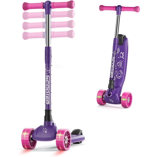 Healsmart Kick Kids Scooter, 3-Wheel Scooter for Ages 2-12 Boys and Girls, Foldable Height Adjustab SOSCOTKID04PUR - main