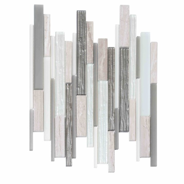 Apollo Tile Gray White 11.8 in x 11.8 in Glass, Stone Polished Floor and Wall Mosaic Tile 4.83 sqft/case, 5PK APLCAS88011A - main