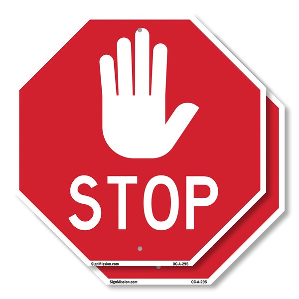 Signmission Stop, 10 inch X 10 inch, Aluminum Metal Signs, 2PK OC-A-2PACK-10-295 - main