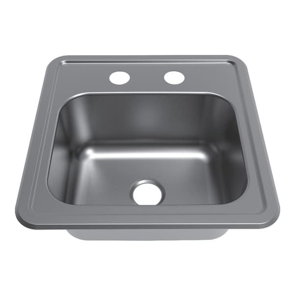 Kingston Brass 15-Inch Stainless Steel Self-Rimming Single Bowl Drop-In Bar Prep Sink, 2-Hole with Strainer KGKTS15151 - main