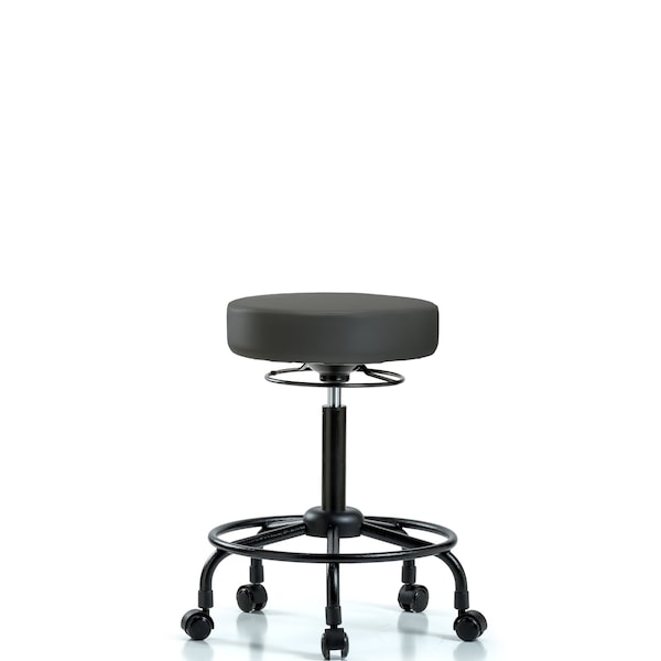 Blue Ridge Ergonomics Bench Stool, Med, Vinyl, RT, Casters, Gry BR-VMBSO-RT-RC-8605 - main