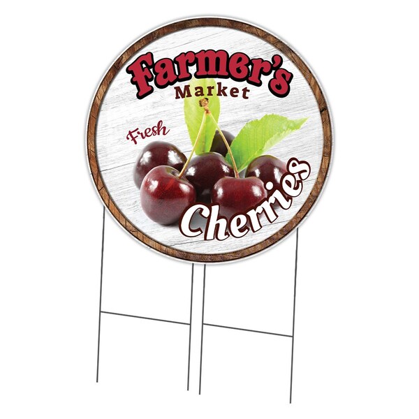 Signmission Farmers Market Cherries Double Sided Corrugated Plastic Circle Yard Sign, C-36-CIR-DS-WS-Cherries C-36-CIR-DS-WS-Cherries - main