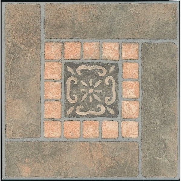 Prosource Vinyl Floor Tile, 12 in L Tile, 12 in W Tile, Square Edge, Slate Inlay, 45PK CL3267 - main