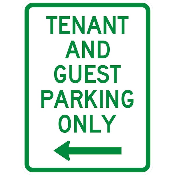 Lyle Tenant and Guest Parking Only with left arrow, 18x24, Non-Reflective, White G-10953-NA_18x24 - main