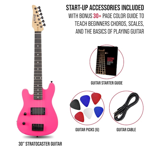 Lyxpro CS 30 in. Left Hand Electric Guitar Kit for Beginner, Intermediate and Pro Players LYXEGST30PNLH - main