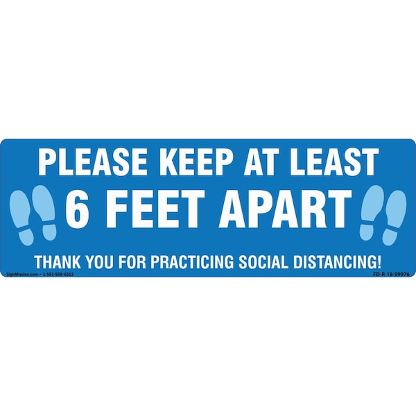 Signmission Please Keep 6 Ft Apart Non-Slip Floor Graphic, 18in Vinyl Decal, 16" x 16", FD-2-R-16-99976 FD-2-R-16-99976 - main