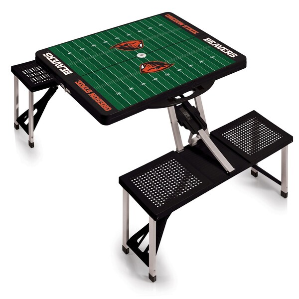 Picnic Time Family Of Brands Oregon State Beavers - Football Field - Picnic Table Portable Folding Table, Black 811-00-175-485-0 - main