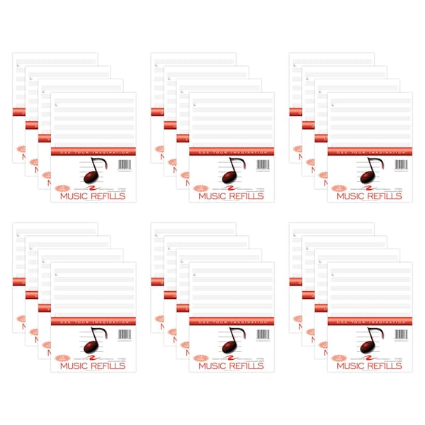 Roaring Spring Case of Music Filler Paper, 12 Staves of Music Lines, 11"x8.5", 20 sht/pk, 3 Hole Punched 20177cs - main