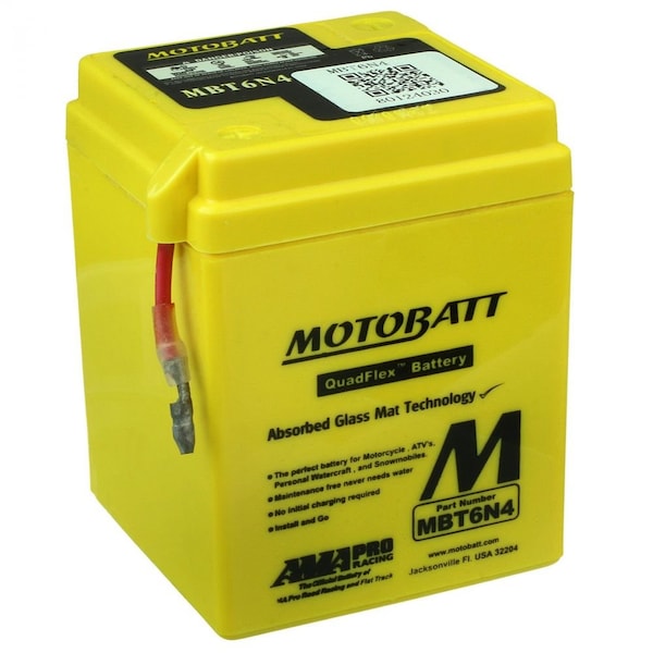 Motobatt 6V 4Ah AGM Powersports Battery replaces 6N42A 6N42A3 6N42A* MBT6N4 - main