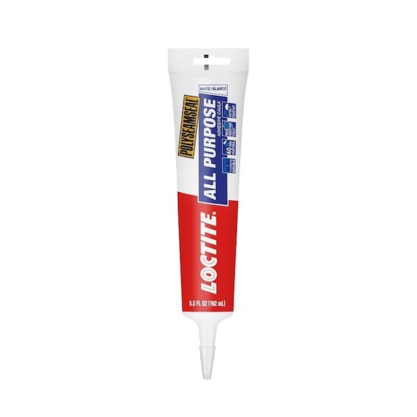 Loctite POLYSEAMSEAL Adhesive Caulk, White, 24 hr to 2 weeks Curing, 40 to 100 deg F, 5.5 oz Squeeze Tube 2139006 - main