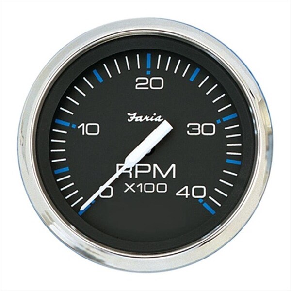 Faria Beede Instruments 759266337190 4 in. Chesapeake Black Stainless Steel Tachometer, 4000 RPM Diesel PV1804929 - main