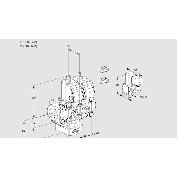 Honeywell Kromschroder Solenoid Valve Pressure Regulator, 24V DC, DN15, IP65, Gas/Air/Methane KS88100643 - main