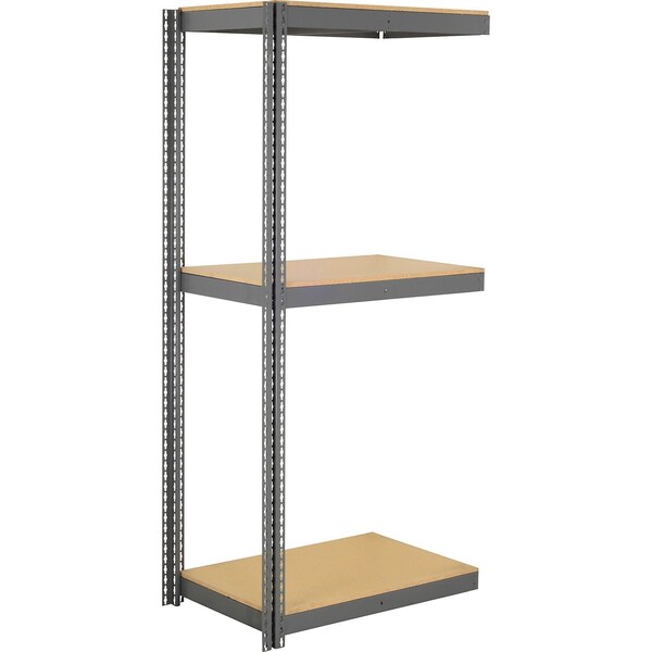 Global Industrial 3 Shelf, Heavy Duty Boltless Shelving, Add On, 42"W x 30"D x 96"H, Wood Deck B3164398 - main