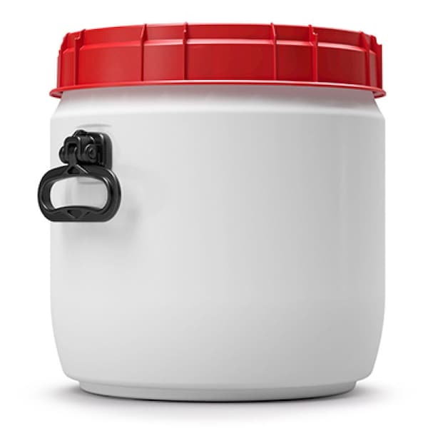 Curtec Total Opening Drum with lid, HDPE, 26L, white - red, handles 6947-98-046 - main