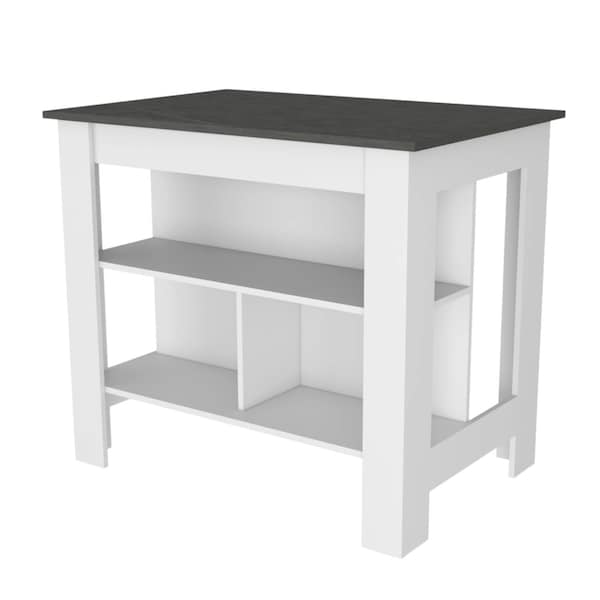 Homeroots 41in Dark Gray and White Wood Kitchen Island Set With Storage 519052 - main