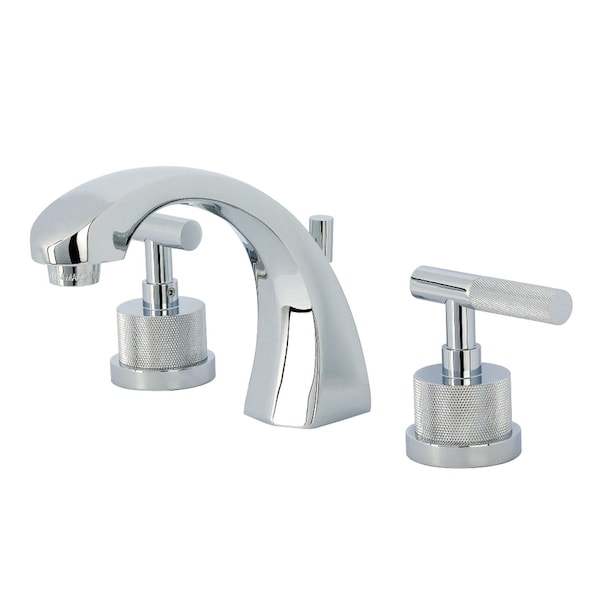 Kingston Brass Widespread Bathroom Faucet with Knurled Handle and Brass Pop-Up, Polished Chrome KS4981KNL - main