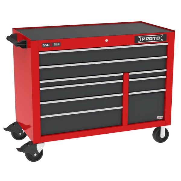 Proto 550 Series Tool Cabinet, 9 Drawer, Red/Gray, 50 in W x 25-1/4 in D x 41 in H J555041B-9SGPD - main