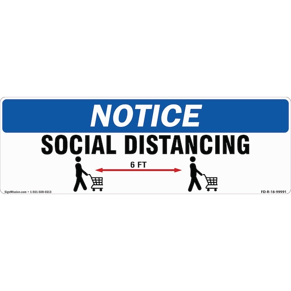 Signmission Social Distance 6 Ft Non-Slip Floor Graphic, 18in Vinyl Decal, 16" x 16", FD-2-R-16-99991 FD-2-R-16-99991 - main