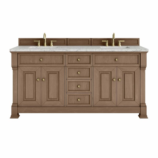 James Martin Vanities Brookfield 72 in. Double Vanity, Pecan w/ 3 CM Eternal Jasmine Pearl Silestone Top 547-V72-PCN-3EJP - main