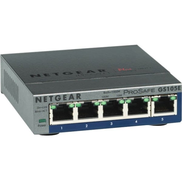 Netgear ProSafe Plus Switch, 5-Port Gigabit Ethernet GS105E-200NAS - main