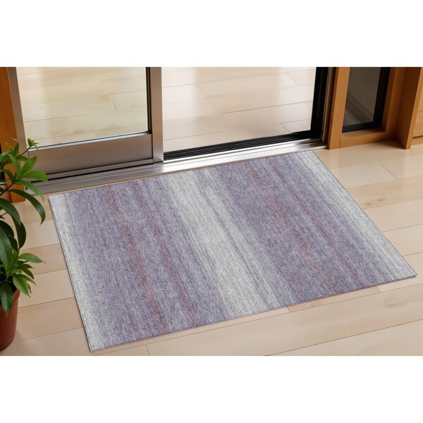 Homeroots 3' X 5' Lavender And Ivory Abstract Washable Indoor Outdoor Area Rug 599982 - main