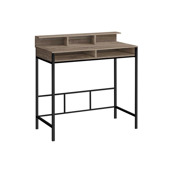 Homeroots 47" Taupe and Black Wood and Metal H-Shape Computer Desk 489894 - main