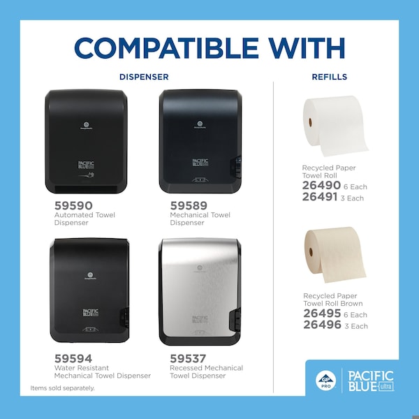 Georgia-Pacific Paper Towel Dispenser, Pacific Blue Ultra, Hardwound, 8 in Paper Towel Wd, Plastic, Black 59594 - main