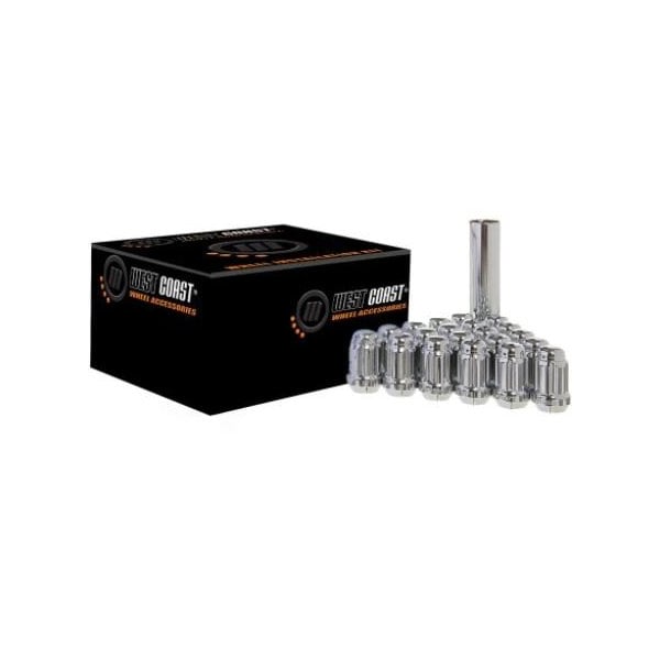 West Coast Wheel Accessories 5 Lug Kit, 12 Millimeter x 1.5 Thread Size, 60 Degree Conical, Acorn, Spline Drive, Chrome W55015S - main