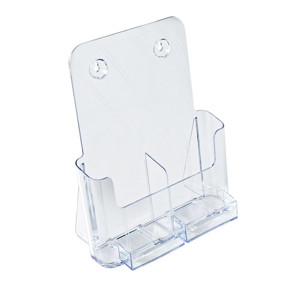 Azar Displays Clear Adjustable Letter Size, Bifold or Tri-Fold Brochure Holder with 2 Business Card Pockets, 2PK 252387-2PK - main