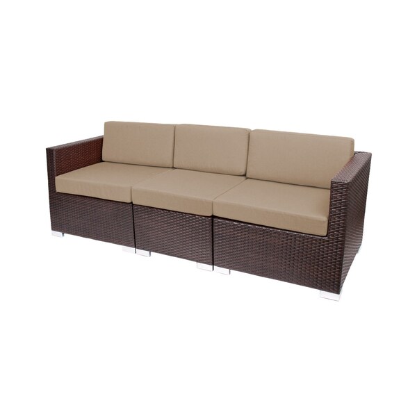 Bfm Seating Aruba 83.25in Wide Outdoor Wicker Sectional Sofa with Sunbrella Cushions PH5101JVW-57015 - main