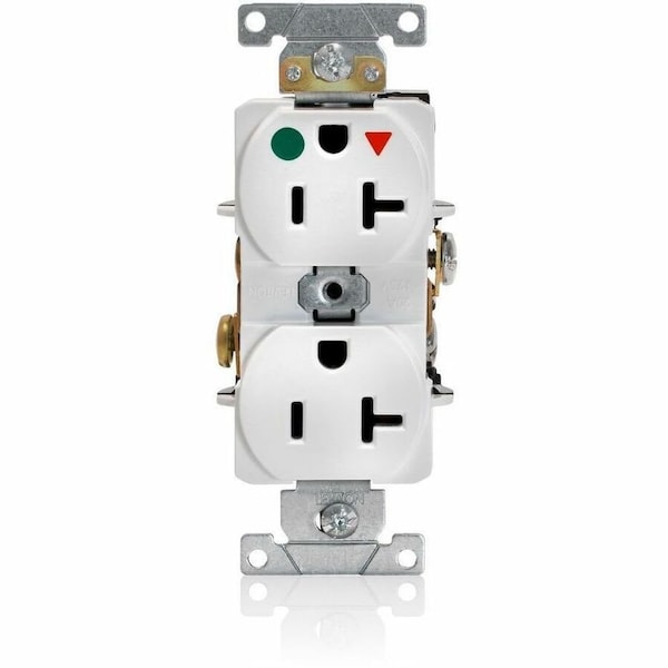 Leviton Straight Blade Receptacle, 5-20R, 20 A, 125V AC, 2 Pole, 3 Wire, Flush Mount, Single, White 8300-IGW - main