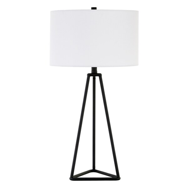 Homeroots 26" Black Metal Table Lamp With White Drum Shade 524281 - main