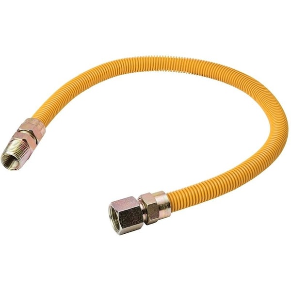 B & K G038YE101124RP Gas Connector, 12 in, MIP x FIP, Stainless Steel, EpoxyCoated, 24 in L, 12 in OD G038YE101124/RP - main