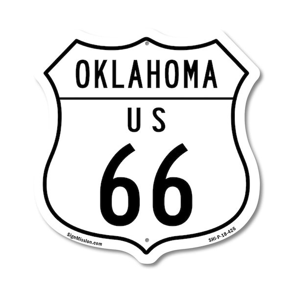 Signmission Oklahoma Route Marker Shield Sign Us 66, 18 Inch X 18 Inch, Plastic Sign SHI-P-18-426 - main