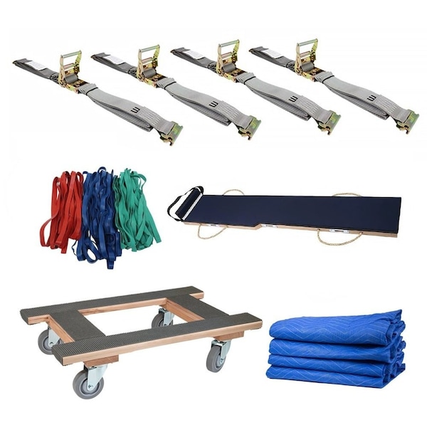 Mytee Products 7ft Piano Moving Skid Safety Board Kit - 18in x 30in Dolly, Straps, Blanket & Bands PMB-7-ETKRS-MB-NW-KIT - main