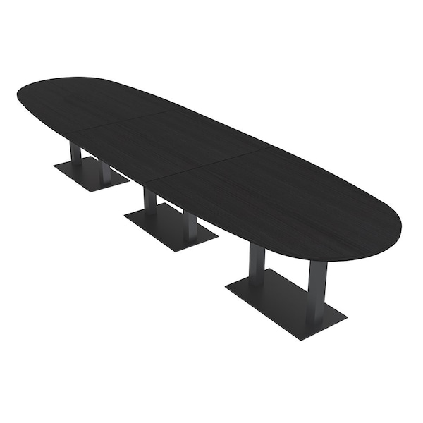 Skutchi Designs Boval Conference Table With Power Unit, 48 in W, 192 in L, Black HAR-BOVL-48X192-DOU.BK-U999ST19-NA - main