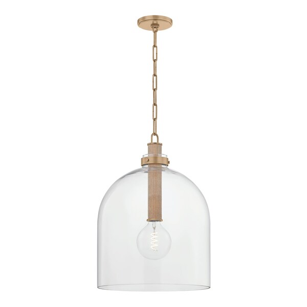 Troy Lighting Kori 15.75in wide 1 Light Pendant in Patina Brass F4916-PBR - main