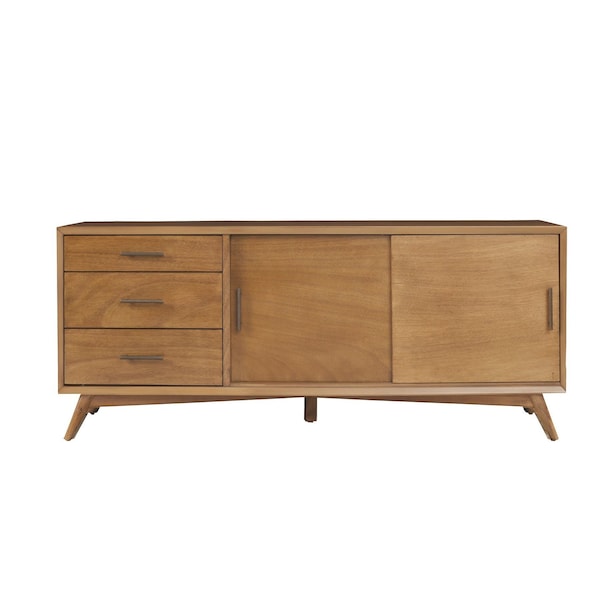 Homeroots 64in Brown TV Stand with Drawers and Sliding Door 404262 - main