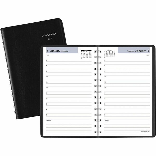 At-A-Glance DayMinder Daily Appointment Book, 8 x 5, Black Cover, 12-Month (Jan to Dec): 2025 SK44-00 - main