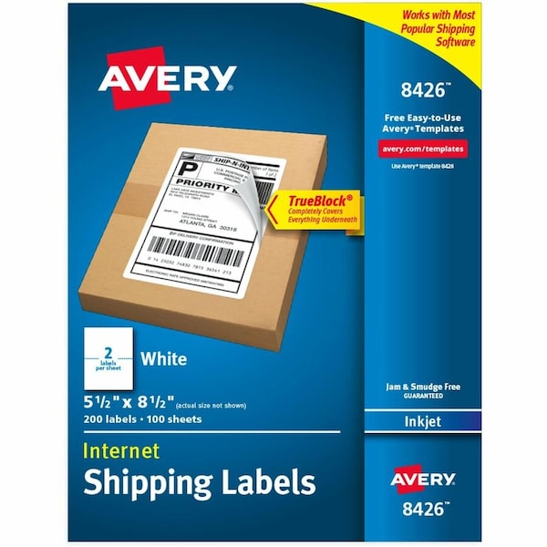 Avery Printable Shipping Labels, 5.5 in, PK200 08426 - main