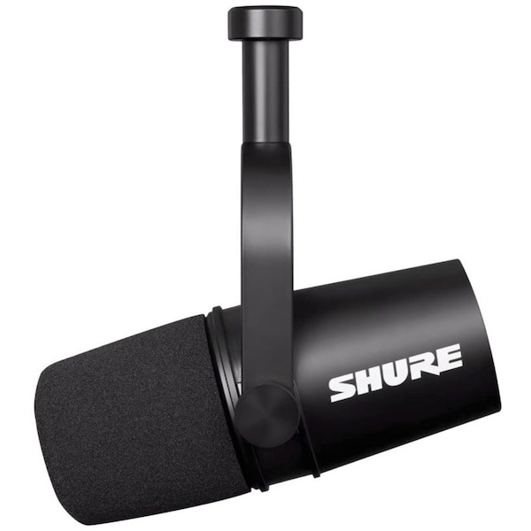 Shure DYNAMIC PODCAST MICROPHONE (BLACK) WITH XLR CONNECTOR FOR DIGITAL OR ANALOG RECORDING, INCLUDES 3/8 MV7X - main