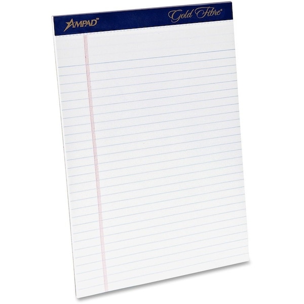 Ampad/ Of Amercn Pd&Ppr Ampad, GOLD FIBRE WRITING PADS, WIDE/LEGAL RULE, 8.5 X 11.75, WHITE, 4PK 20031 - main