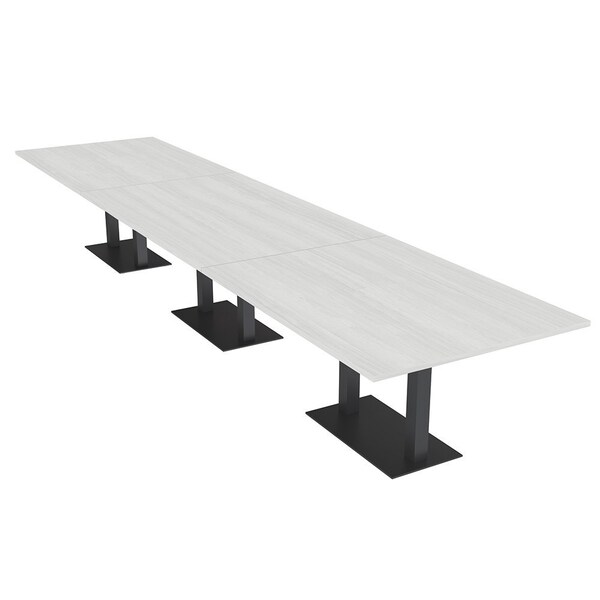Skutchi Designs Rectangle Conference Table With Power, 48 in W, 216 in L, White HAR-REC-48X216-DOU.BK-WA7976-NA - main