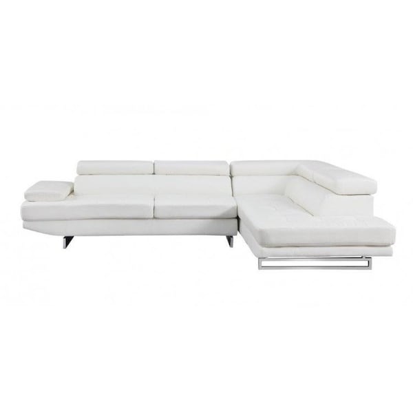Homeroots White Leather L Shaped Two Piece Corner Sectional 366200 - main