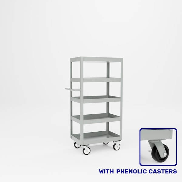 Pucel Five Shelf Heavy Duty Stock Cart, 28 in W x 18 in D x 58 3/4 in H, Light Blue L-1828-P - main