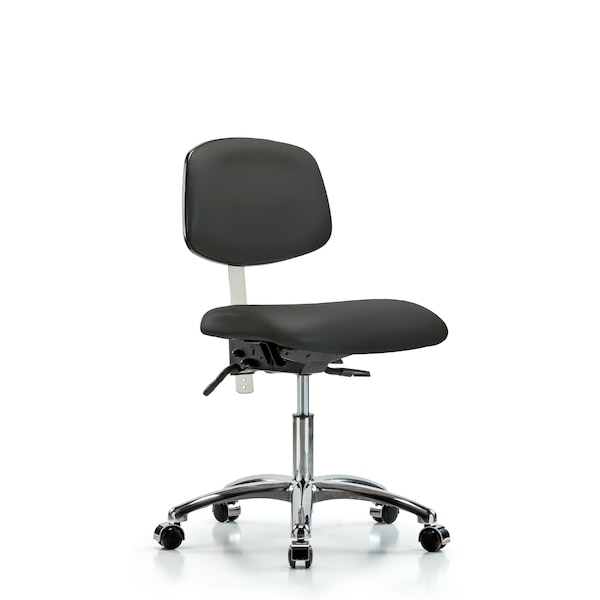 Blue Ridge Ergonomics Clean Room Chair Desk Chair, Vinyl, Chrm, Casters, Gry, CL100, No Arms, 18" to 23" Height, Vinyl BR-NCR-VDHCH-CR-T0-A0-CC-8605 - main