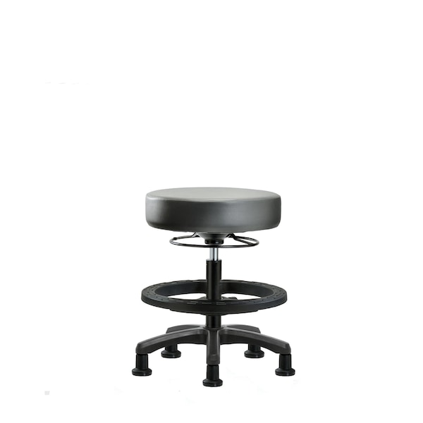 Blue Ridge Ergonomics Vinyl Mini-Stool, Med Bench, BF, Glides, Sterling BR-VMBMS-RG-BF-RG-8840 - main
